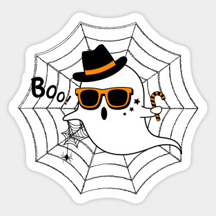 Halloween, Ghost, Hat, Sunglasses, Boo, Trick Or Treat Sticker